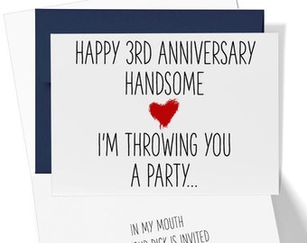 Naughty 3rd Anniversary Card, Dirty 3rd Anniversary Gift, Third Anniversary Card , For Husband or Boyfriend, 3rd Anniversary Card for Him