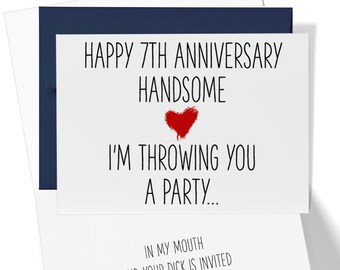 Naughty 7th Anniversary Card, Dirty 7th Anniversary Card, Seventh Anniversary Card , For Husband 7 Year Anniversary, For Boyfriend