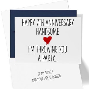 Naughty 7th Anniversary Card, Dirty 7th Anniversary Card, Seventh Anniversary Card , For Husband 7 Year Anniversary, For Boyfriend