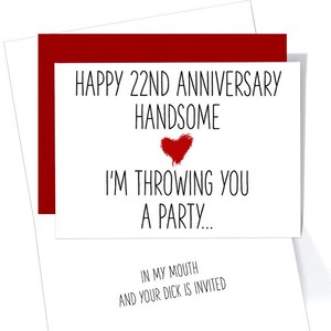 Naughty 22nd Anniversary Card, Dirty 22nd Anniversary Card, Twenty Second Anniversary Card, For Husband 22 Year Anniversary, For Boyfriend