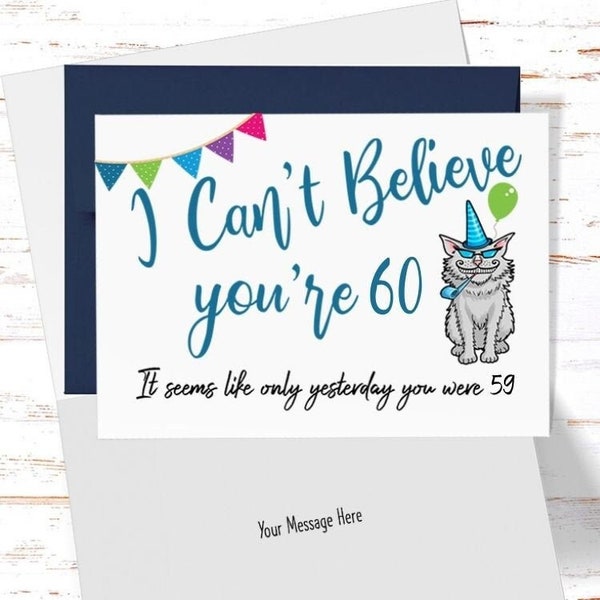 Funny 60th Birthday Card for her, Sarcastic Birthday Card for 60th Birthday, Cute Card for 60 Year Old