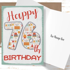 76th Birthday Card, Colorful Happy 76th Birthday Greeting Card for 76 Year Old
