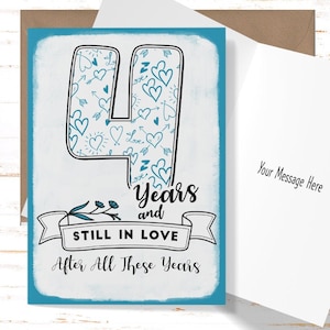 4th Anniversary Card, 4th Anniversary Gift, Fourth Anniversary Card , For Husband, For Wife, Friends Anniversary