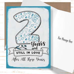 2nd Anniversary Card, 2nd Anniversary Card For Him, 2nd Anniversary Card for Her, Couple Anniversary Card, 2nd Anniversary Card for Friends
