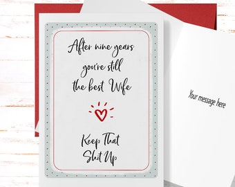 9th Anniversary Card for Her, 9th Anniversary Card for Wife, Ninth Anniversary Greeting Card