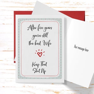 Funny 5th Anniversary Card for Wife: Keep That Ship Up