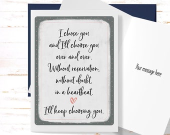 Anniversary Card, Sentimental Anniversary I Chose You Anniversary Card for Her, Husband or Wife, Card for Boyfriend or Girlfriend