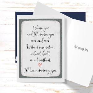 Valentine's Day Card , I Chose You Card for Her, Husband or Wife, Card for Boyfriend or Girlfriend Sentimental Anniversary