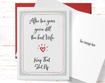 2nd Anniversary Card for Her, 2nd Anniversary Card for Wife, Second Anniversary Greeting Card