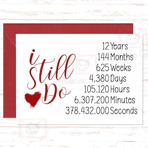 I Still Do 12 Year Anniversary Card, 12th Anniversary Gift, Simple Anniversary Card, For Husband, For Wife, 12 Year Anniversary