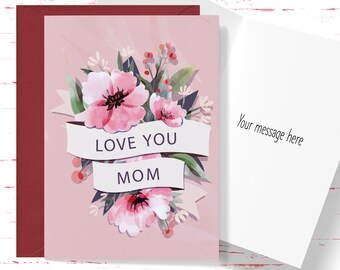 Happy Mother's Day Card, I Love You Mom, Cute Card for Mother's Day, Mother's Day Card for Mom From Daughter or Son