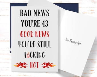 Funny 43rd Birthday Card: Sarcastic Card for Her