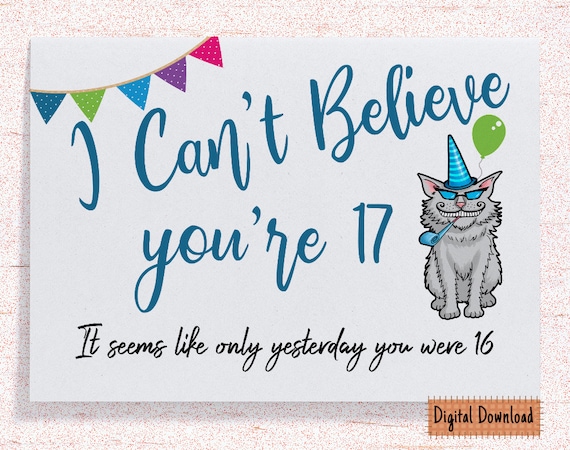 Printable Funny 17th Birthday Card for Her Sarcastic Birthday | Etsy