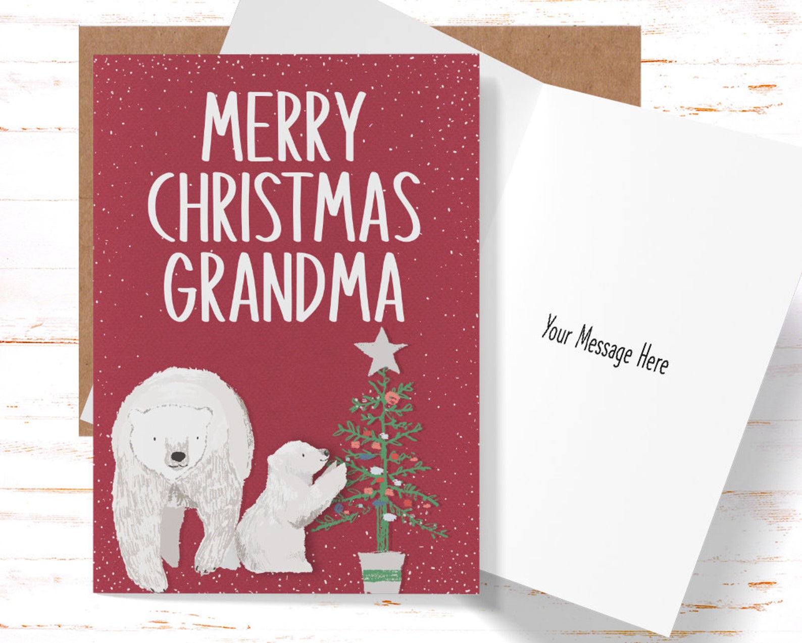 Merry Christmas Grandma Greeting Card Grandma Christmas Card  Etsy