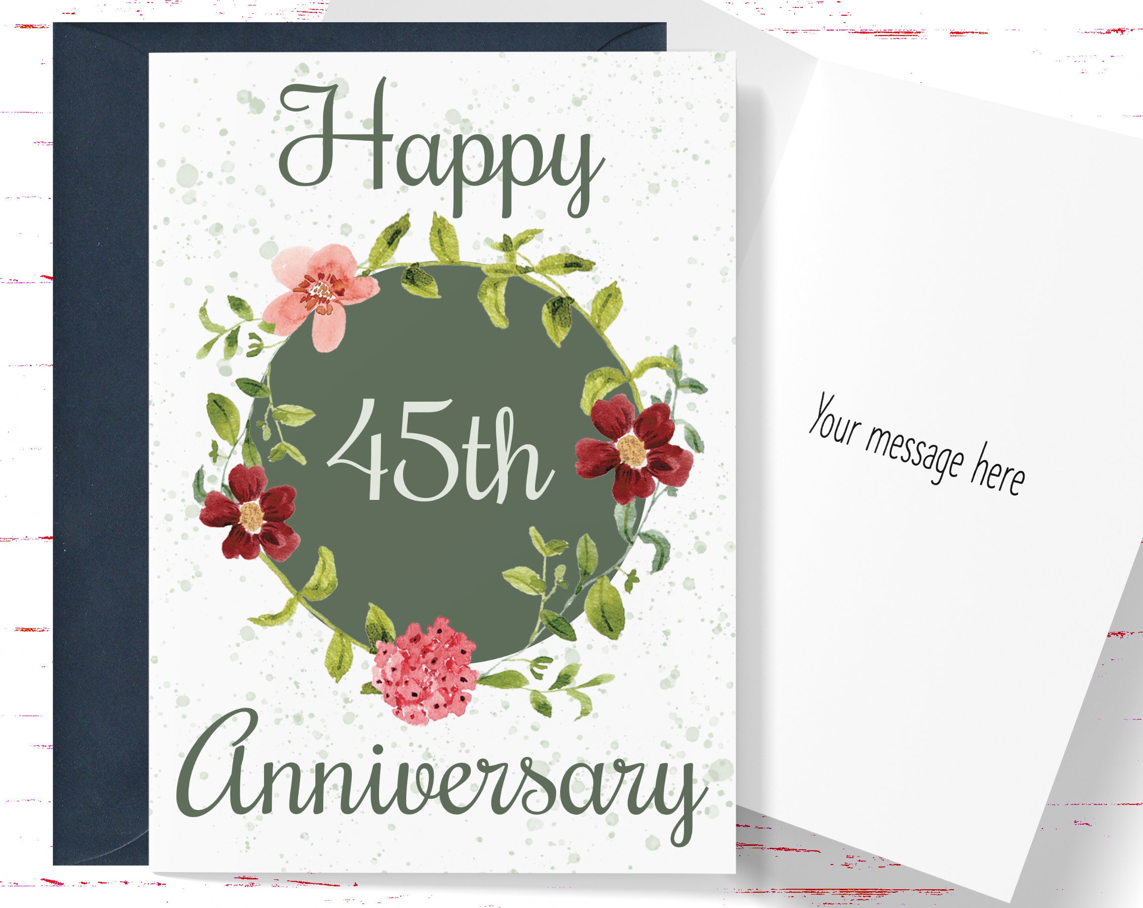 45th Anniversary Card: Floral Greeting Card for Couple - Etsy