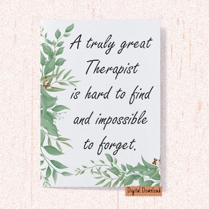 Printable Card for Therapist, Birthday Greeting Card for Therapist, Thank You Card for Therapist, Therapist Appreciation Card