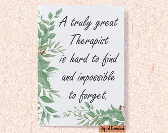 Printable Card for Therapist, Birthday Greeting Card for Therapist, Thank You Card for Therapist, Therapist Appreciation Card