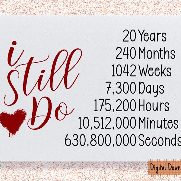 Printable I Still Do 20th Anniversary Card, 20th Anniversary Gift, Twentieth Anniversary Card , For Husband, For Wife, 20 Year Anniversary