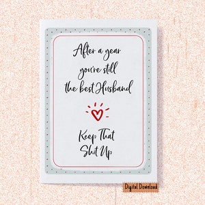 Tarjeta imprimible del 1er aniversario para él, tarjeta del 1er aniversario para el esposo, tarjeta de felicitación del primer aniversario