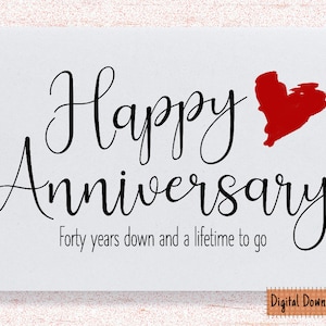 Tarjeta imprimible del 40 aniversario, regalo del 40 aniversario, tarjeta del cuarenta aniversario, para el marido, para la esposa, cuadragésimo aniversario