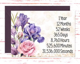 Floral 1st Anniversary Card: Rose & Iris Celebration