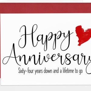 64th Anniversary Card, 64th Anniversary Gift, Sixty Four Year Anniversary Card, For Husband, For Wife, Sixty Fourth Anniversary