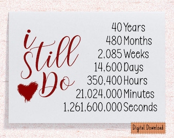 Printable I Still Do 40th Anniversary Card, 40th Anniversary Gift, Forty Year Anniversary Card, For Husband, For Wife, Fortieth Anniversary