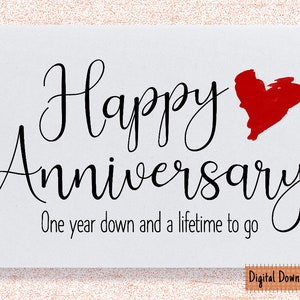 Tarjeta imprimible del 1er aniversario de bodas, tarjeta del primer aniversario, para el esposo, para la esposa