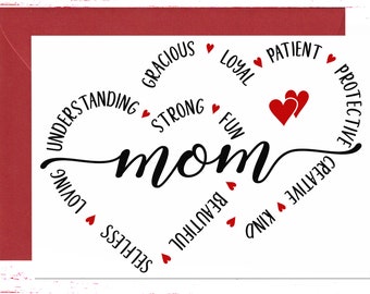 Mother's Day Card Mom Loving Words for Mother's Day, Mom Birthday Card, Card for Mom From Daughter