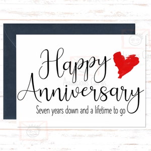 7th Anniversary Card, 7th Anniversary Gift, Seventh Anniversary Card , For Husband, For Wife, 7 Year Anniversary