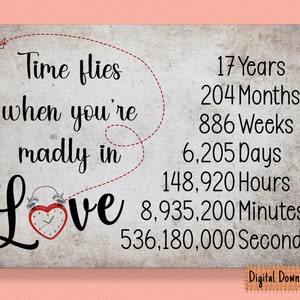 Cartão de aniversário de 17 anos para impressão, presente de 17 anos, cartão de 17 anos, para marido, para esposa, aniversário de 17 anos