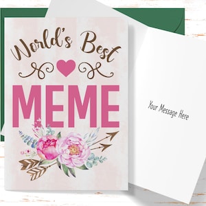 Mother&#39;s Day Card World&#39;s Best Meme, Greeting Card for Mother&#39;s Day, Meme Birthday Card, Card for Meme From Daughter or Son