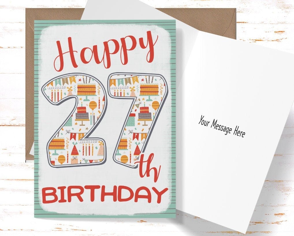 お誕生日カード Happy 27th Birthday Card for her, Birthday Card for 27th