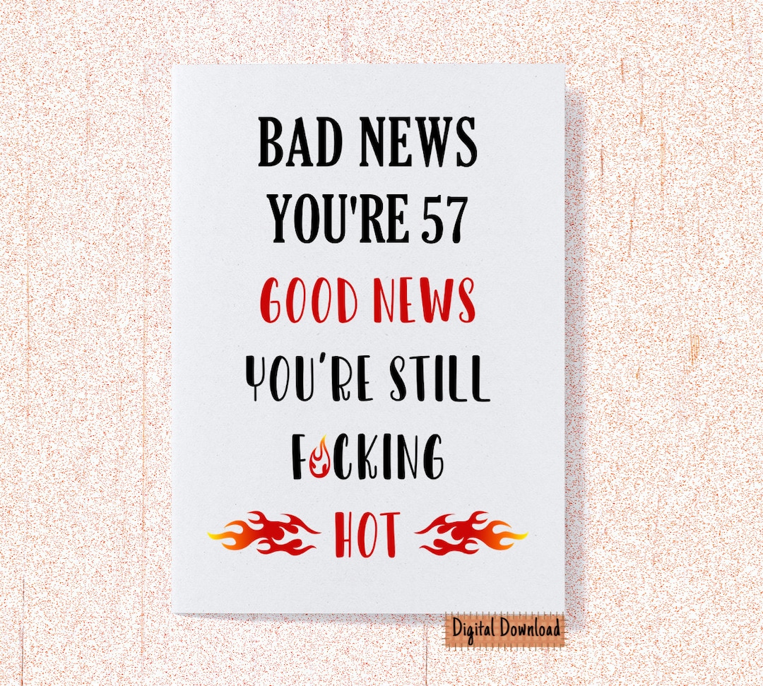 Printable Funny 57th Birthday Card for Her, Sarcastic Birthday Card for ...