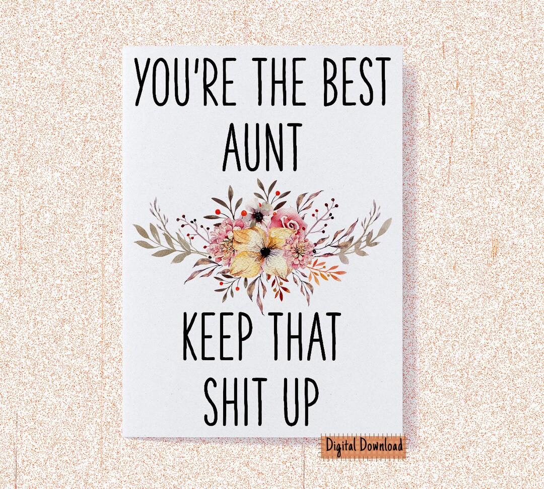 Printable Funny Card for Aunt, Birthday Card for Aunt, Greeting Card ...