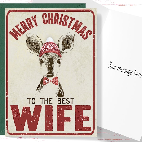 Christmas Card for Wife, Vintage Style Christmas Card Merry Christmas to the Best Wife