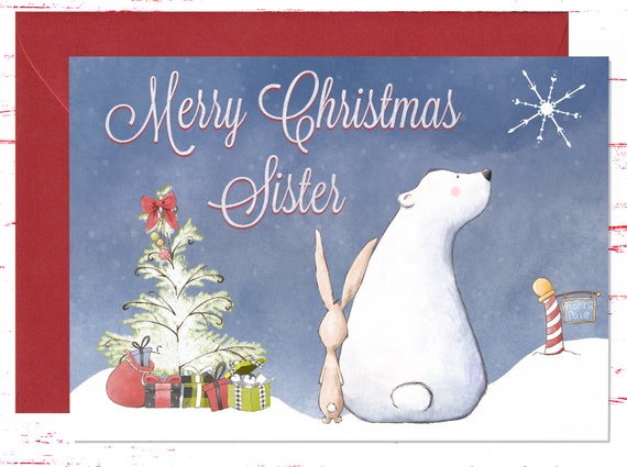 Hunts England Tarjeta De Navidad Para Hermana Y Familia Con Texto "To A