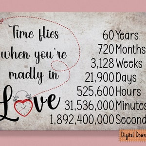 Imprimable carte du 60e anniversaire, cadeau 60e anniversaire, carte d'anniversaire de 60 ans, pour mari, pour femme, soixantième anniversaire