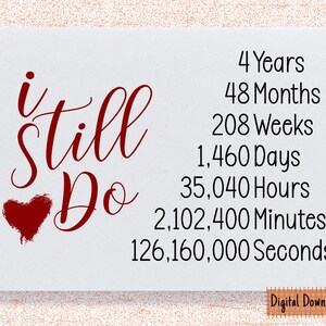 Tarjeta imprimible del 4º aniversario, regalo del 4º aniversario, tarjeta del cuarto aniversario, para el marido, para la esposa, todavía hago tarjeta de aniversario de boda