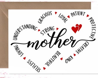 Mother's Day Card Mother Loving Words for Mother's Day, Mom Birthday Card, Card for Mom From Daughter