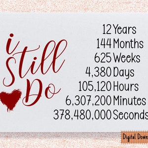 Imprimible Todavía hago tarjeta del 12º aniversario, regalo del 12º aniversario, tarjeta del duodécimo aniversario, para el marido, para la esposa, 12º aniversario