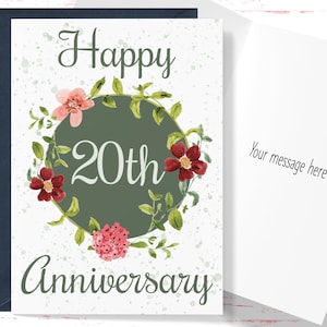 20th Anniversary Gift for Couple, Twentieth Anniversary Card for Couple, For Husband, For Wife, 20 Year Anniversary Card