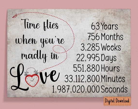 Buy Printable Time Flies 63rd Anniversary Card 63rd Anniversary.