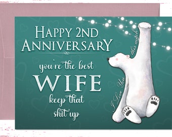 2nd Anniversary Card for Wife, Second Anniversary Card for Her