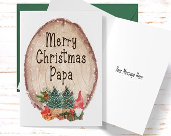 Papa Christmas Card, Merry Christmas Papa Greeting Card, Vintage Christmas Card for Papa, Christmas Card from Grandkids, Rustic