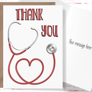 Nurse Thank You Card: Stethoscope Heart - 5x7 Greeting Card