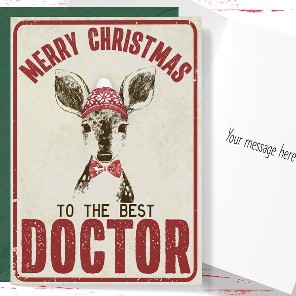 Christmas Card for Doctor, Vintage Style Christmas Card Merry Christmas to the Best Doctor