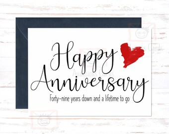 49th Anniversary Card: Forty-Nine Year Greeting Card for Husband or Wife