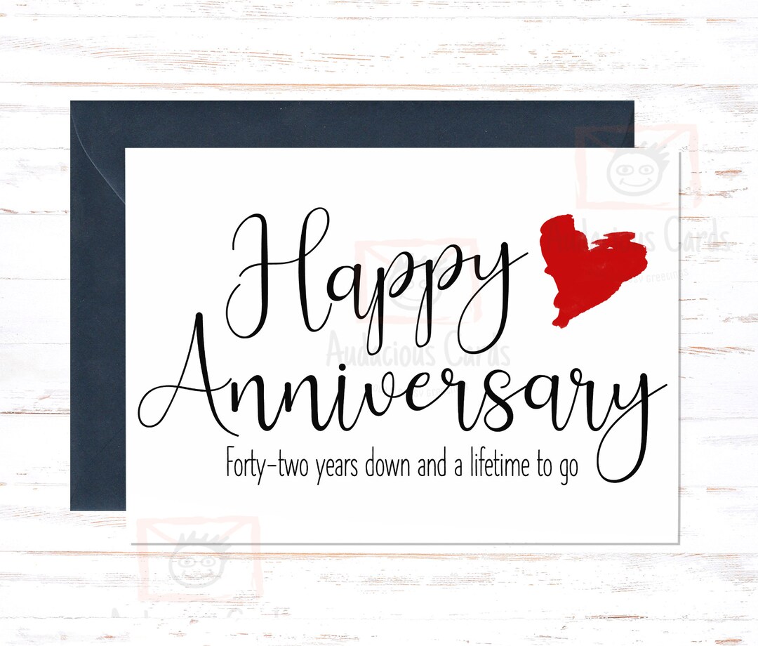 42nd Anniversary Card, 42nd Anniversary Gift, Forty Two Year ...