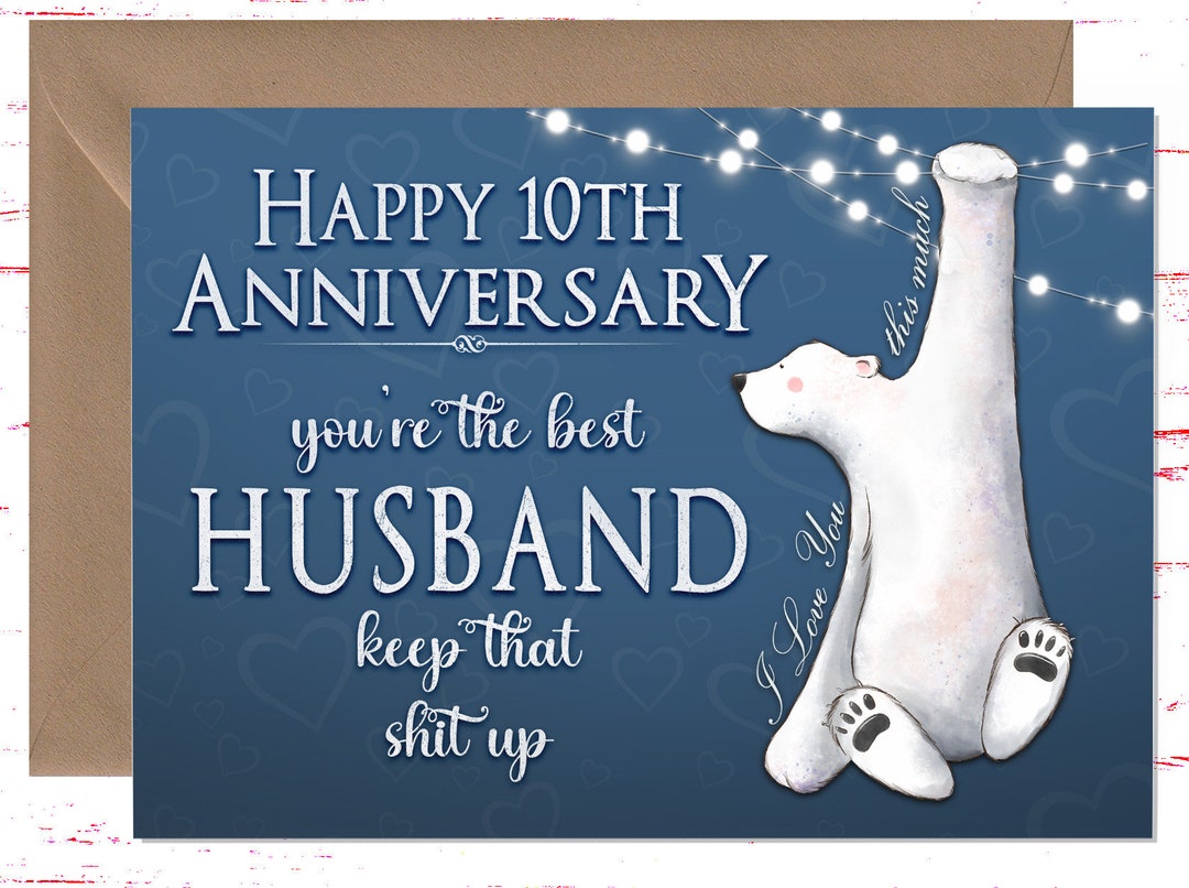 10th Anniversary Card for Husband Tenth Anniversary Card for Etsy